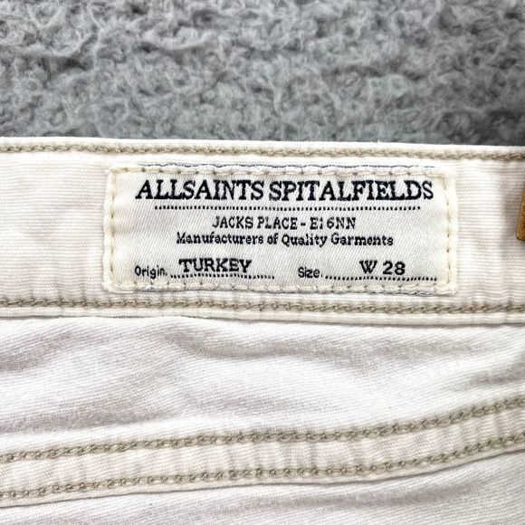 All Saints Spitalfields Paants Sz 28 White Skinny Stretch Jeans Anckle Zip Women - Picture 8 of 14